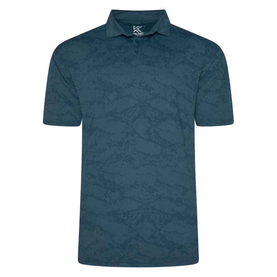 A12003 Kam Active Performance Distressed Print Polo (Petrol)