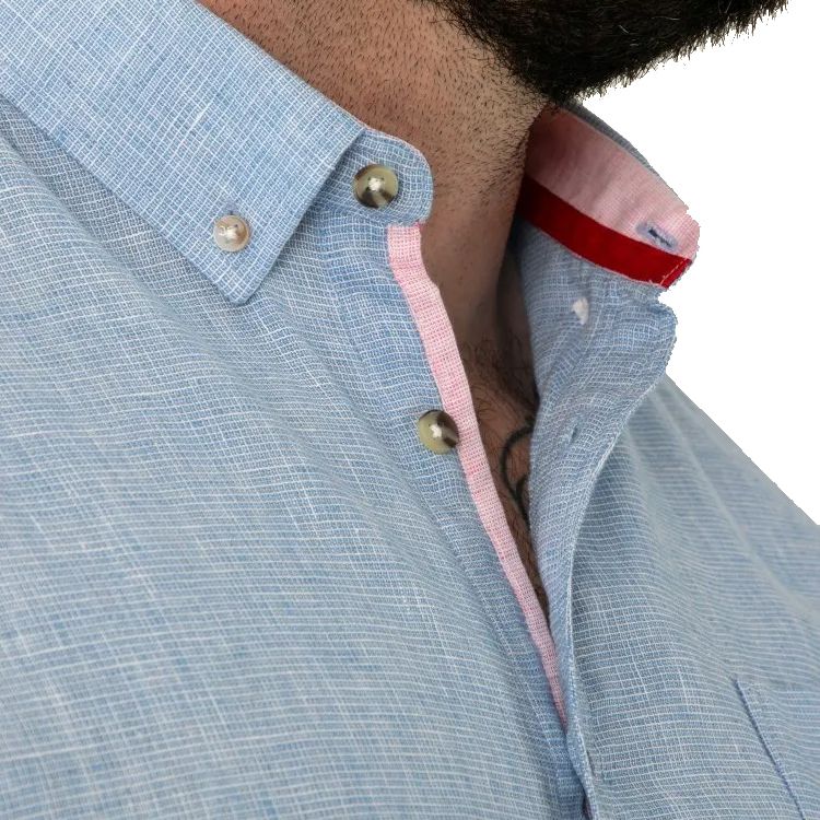 A12007 D555 Linen Mix Short Sleeve Shirt