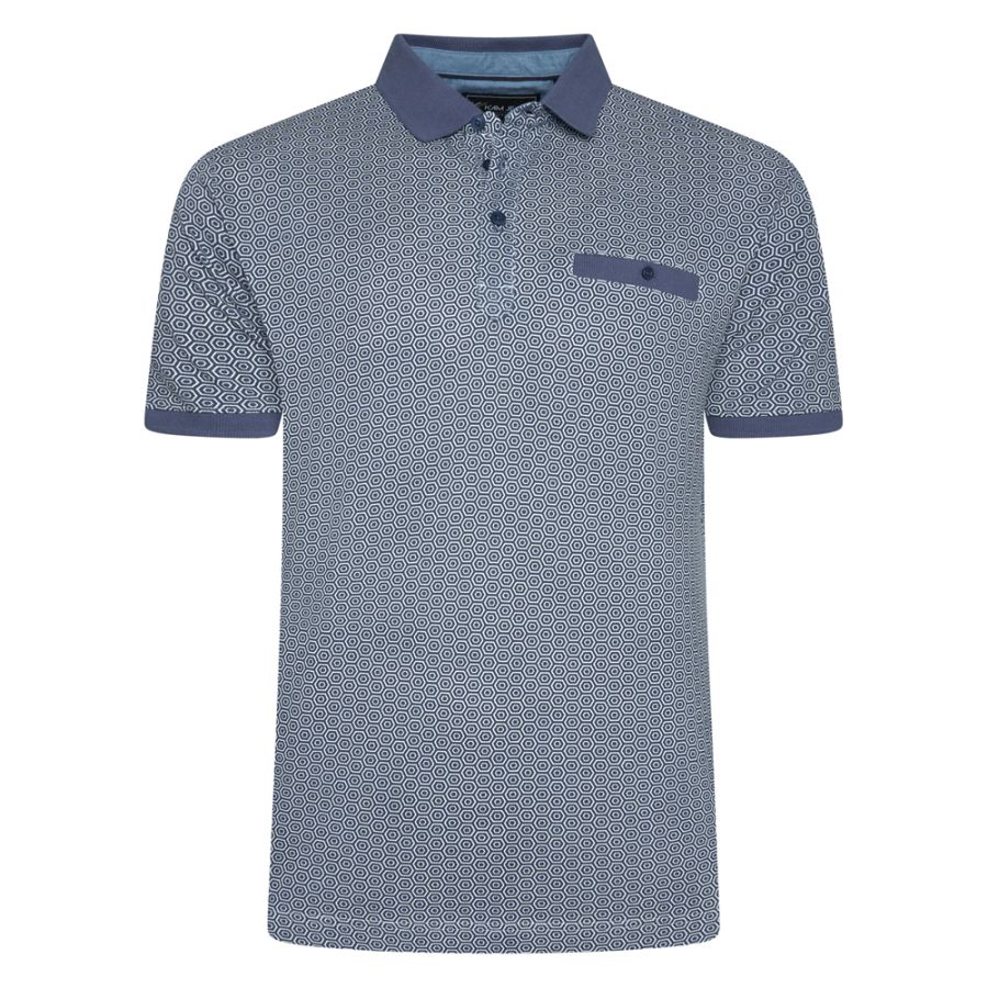 A12016 Kam Geo Print Polo Shirt