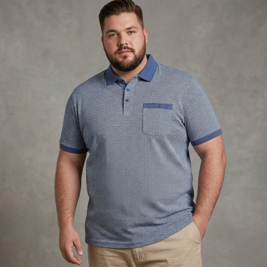 A12016 Kam Geo Print Polo Shirt