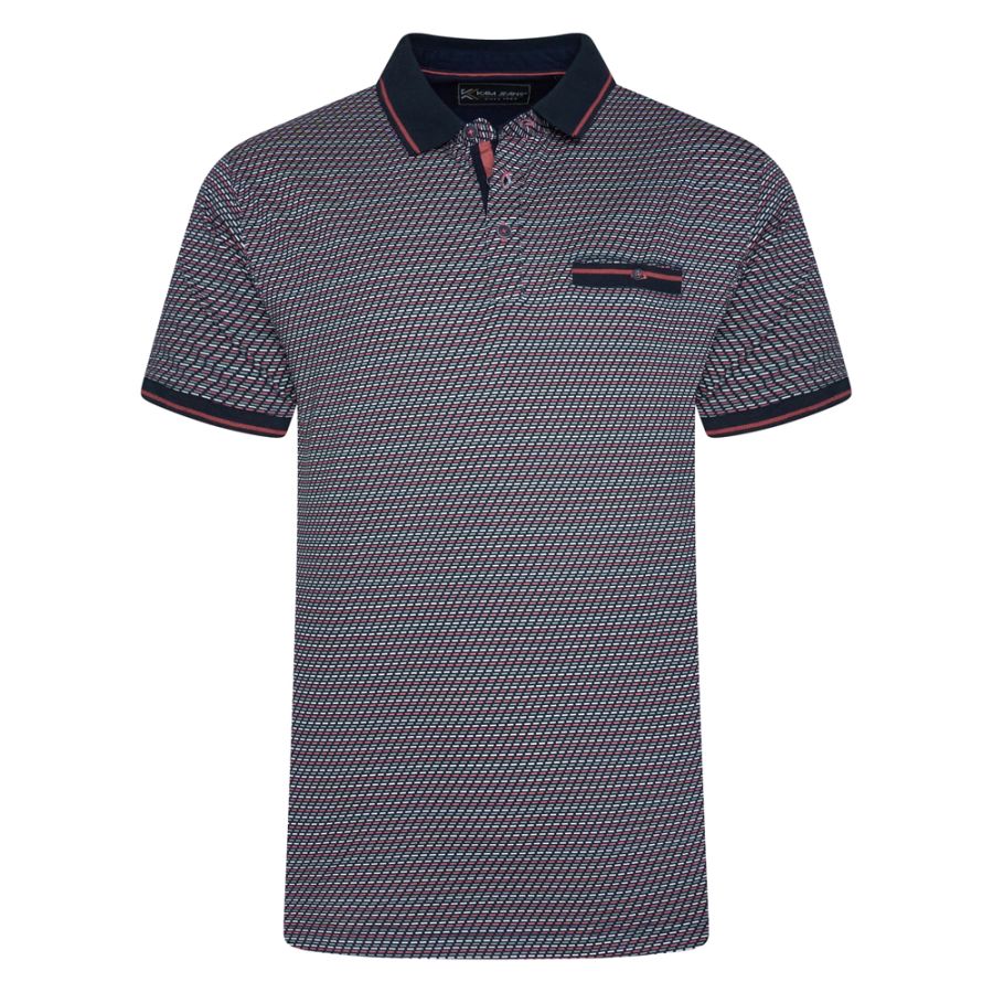 A12019 Kam Geo Print Polo Shirt