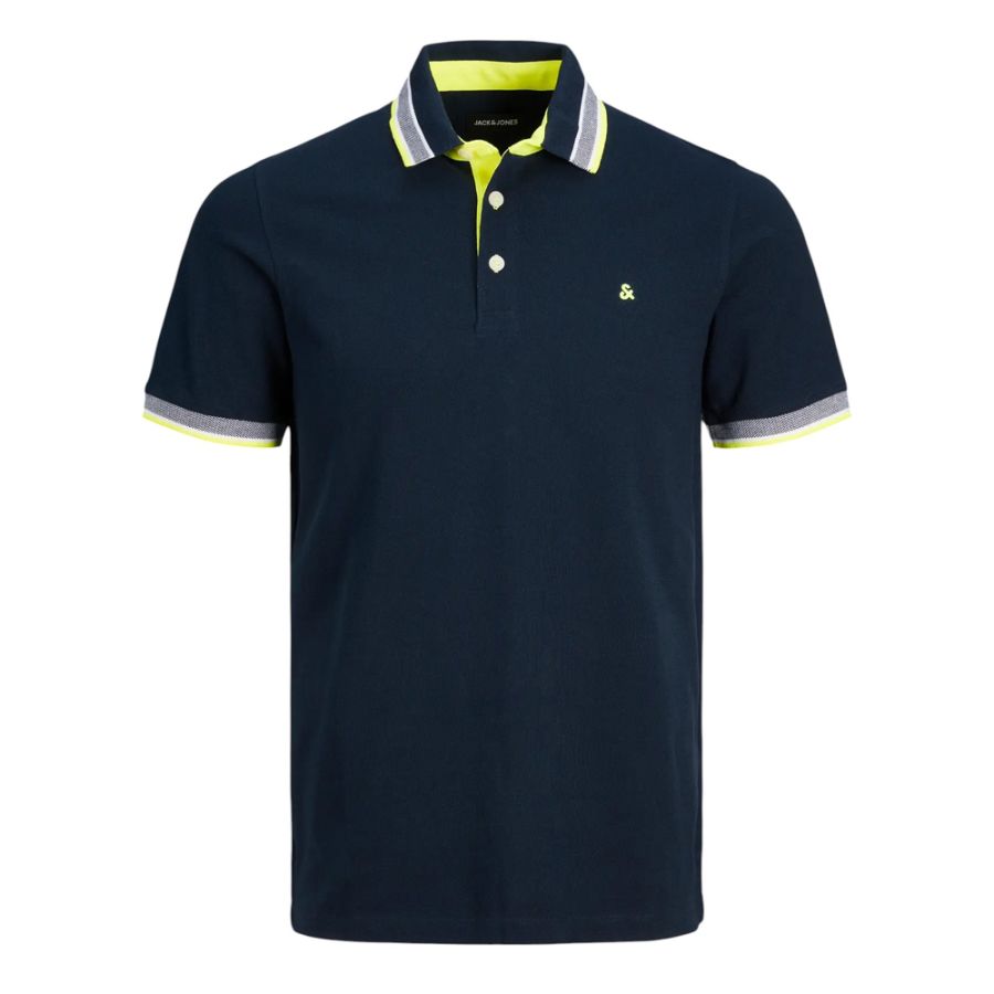 A12021 Jack & Jones Polo Shirt (Dark Navy Neon)