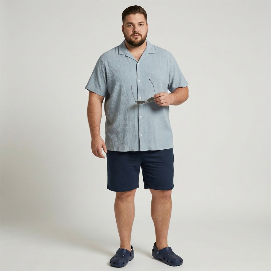 A12038 Jack & Jones Crinkle Resort Shirt (Blue)