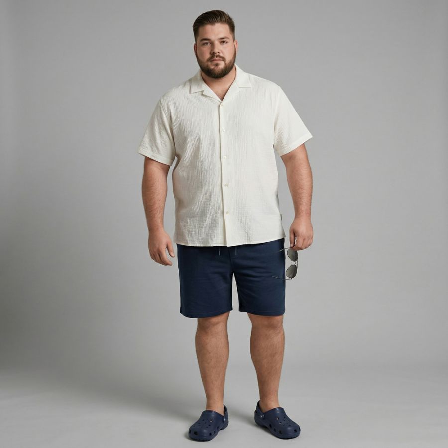 A12038 Jack & Jones Crinkle Resort Shirt (White)