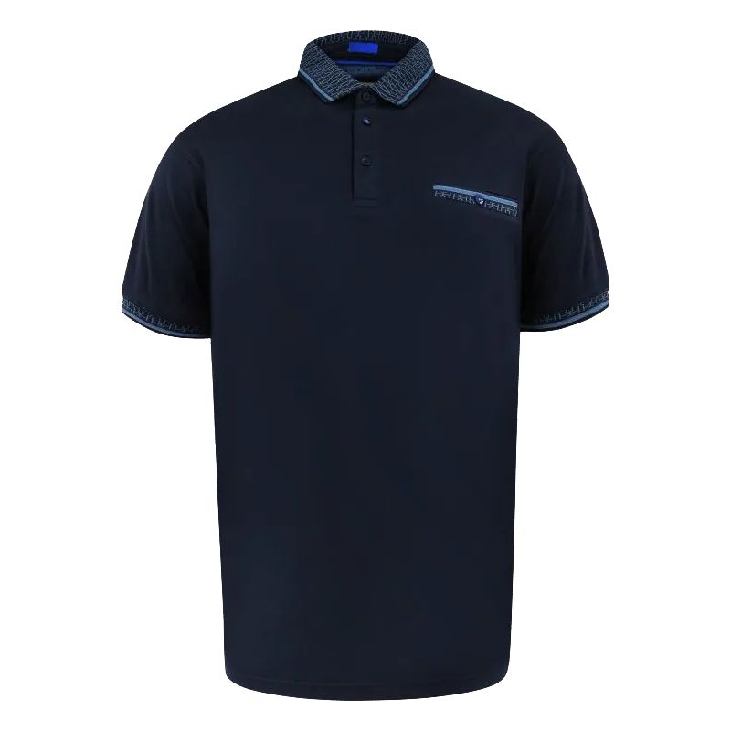 A12041 D555 Interlock Polo with Jacquard Collar (Navy)
