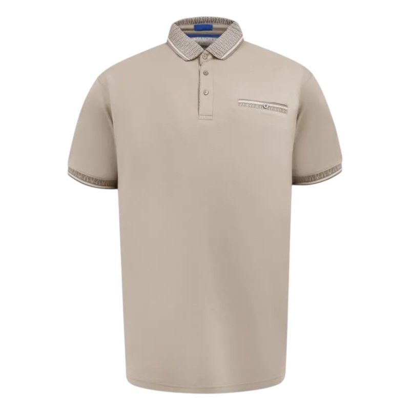 A12041 D555 Interlock Polo with Jacquard Collar (Stone)