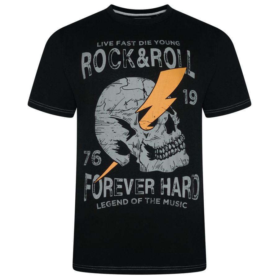 A12045 Kam Rock N Roll Skull Printed T-Shirt