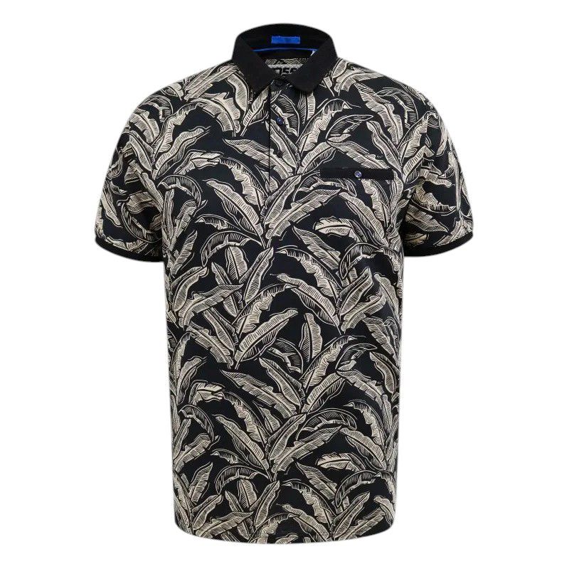 A12051 D555 Leaf Printed Polo Shirt