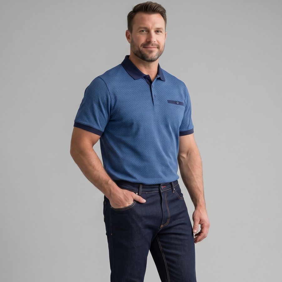 A12052 D555 AO Printed Polo Shirt