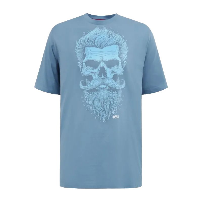 A12058 D555 Bearded Skull Printed T-Shirt