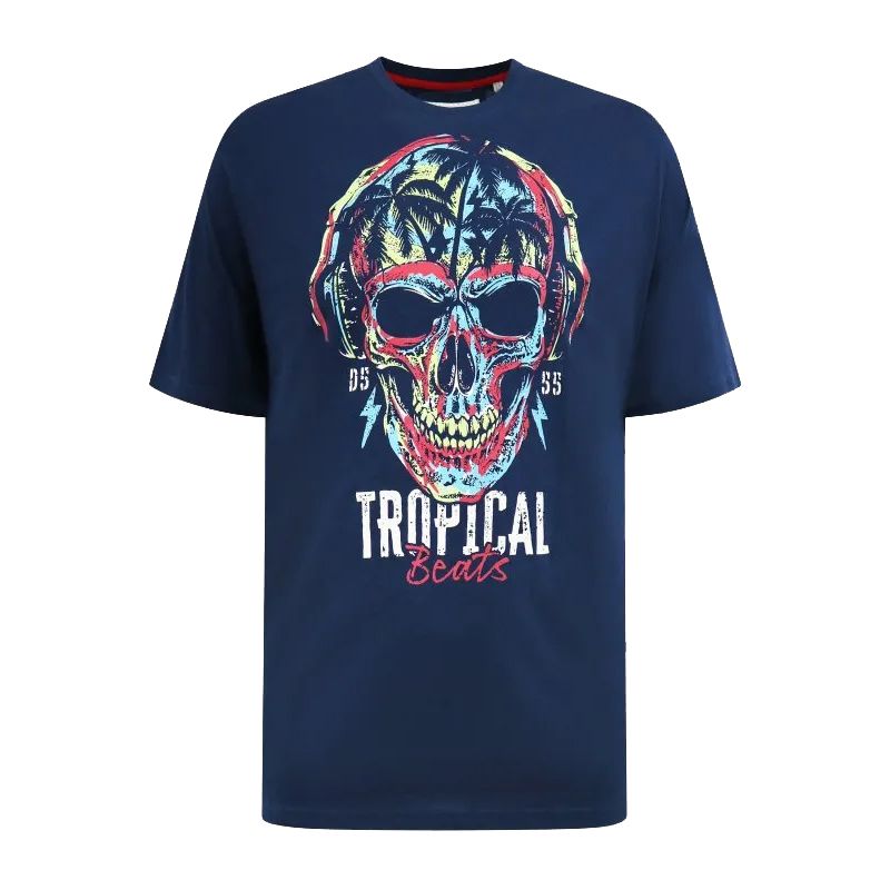 A12059 D555 Tropical Skull Printed T-Shirt