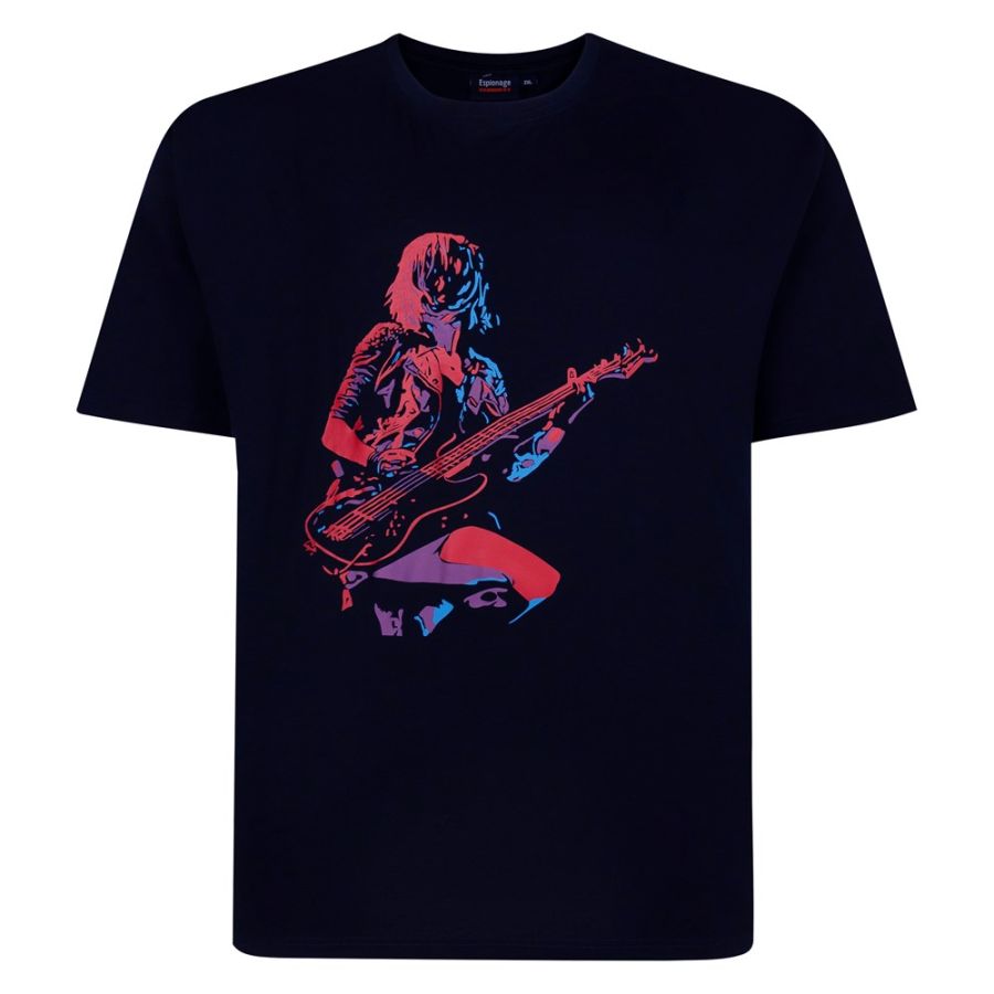 A12061 Espionage Abstract Guitarist Printed T Shirt