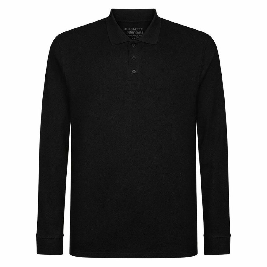 A12072XT Tall Fit Ed Baxter Long Sleeve Polo Shirt (Black)