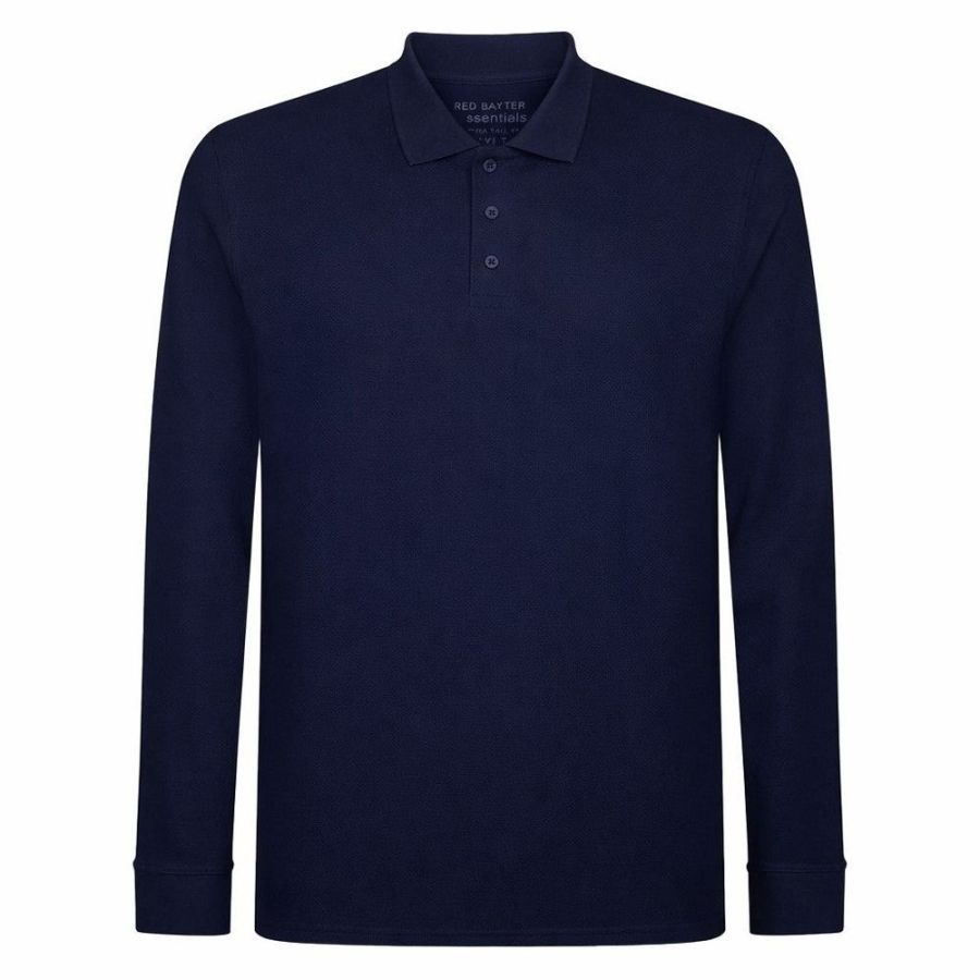 A12072XT Tall Fit Ed Baxter Long Sleeve Polo Shirt (Navy)