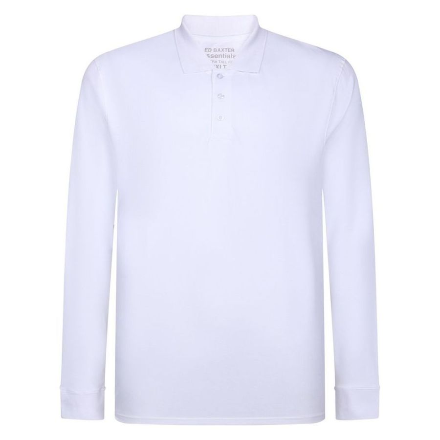 A12072XT Tall Fit Ed Baxter Long Sleeve Polo Shirt (White)