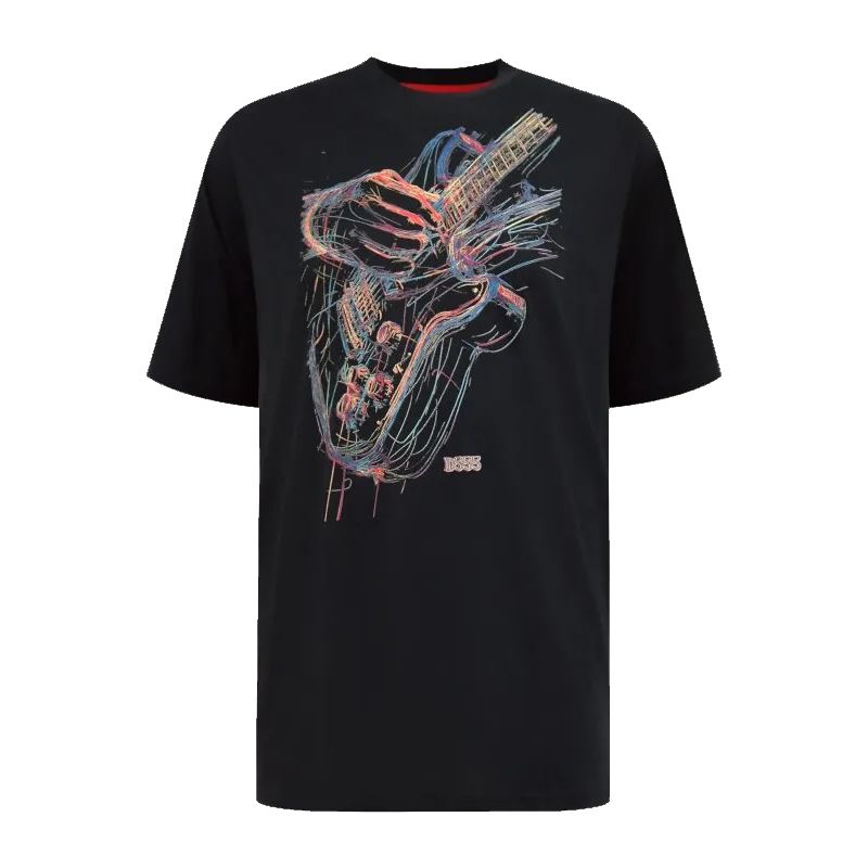 A12074 D555 Guitar Printed T-Shirt