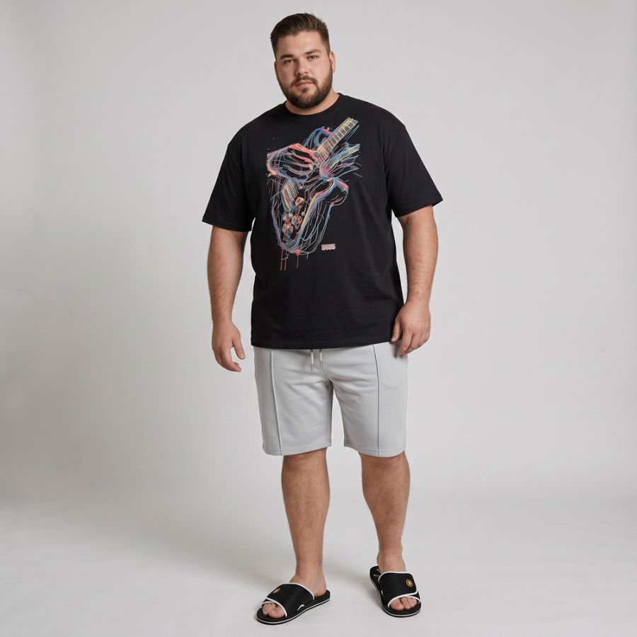 A12074 D555 Guitar Printed T-Shirt