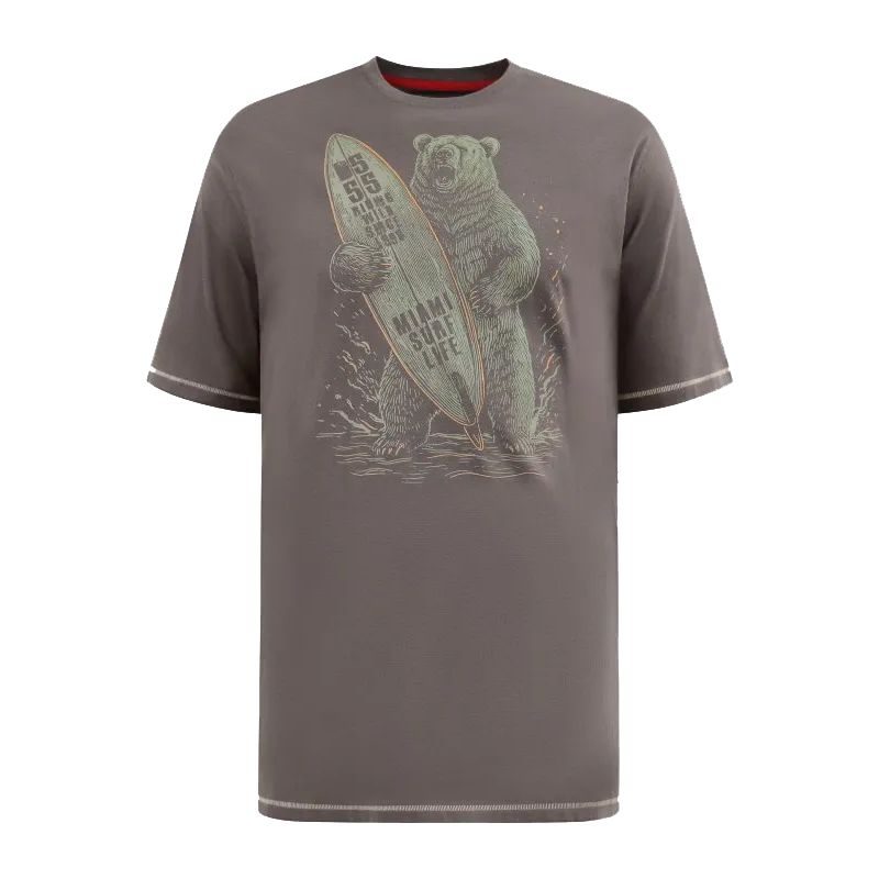 A12076XT Tall Fit D555 Surfing Bear Printed T-Shirt