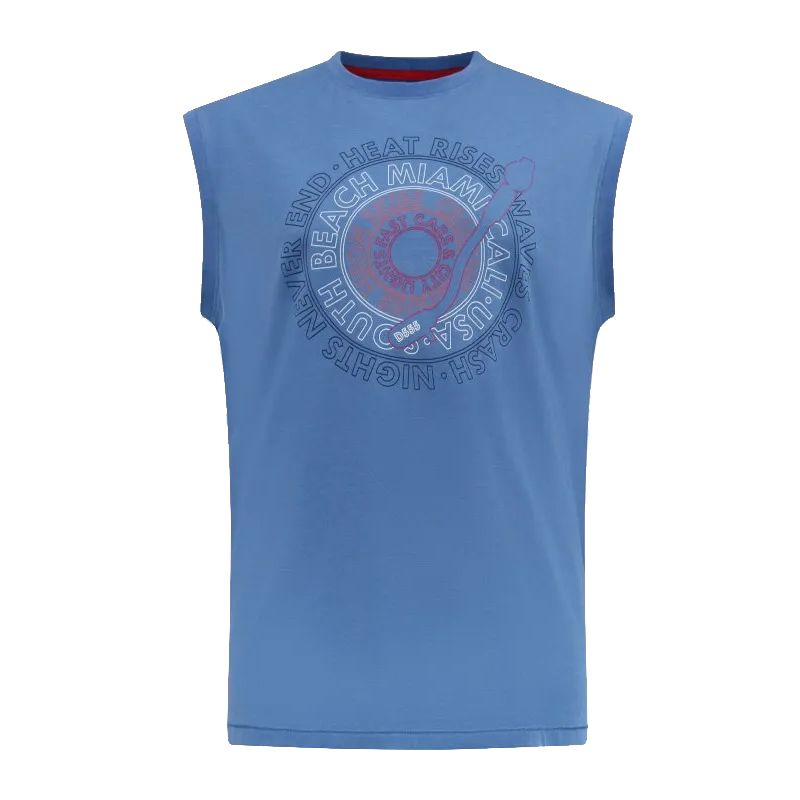 A12077 D555 South Beach Miami Printed Sleeveless T-Shirt