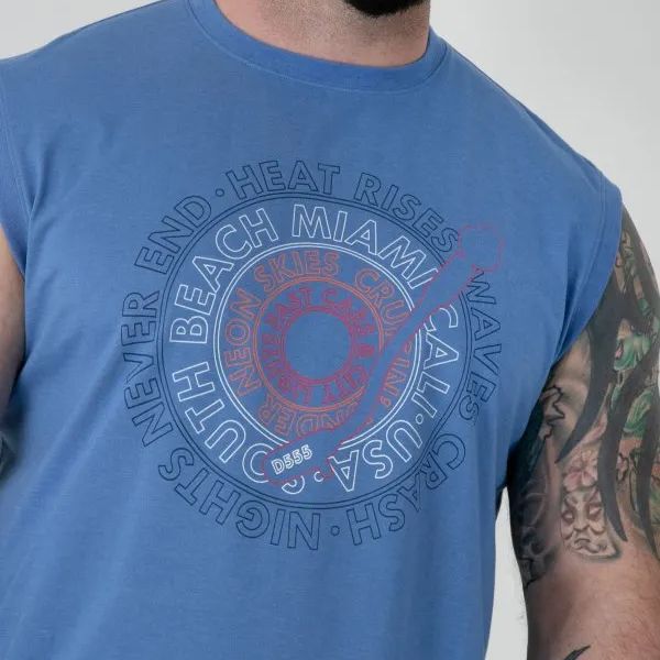 A12077 D555 South Beach Miami Printed Sleeveless T-Shirt