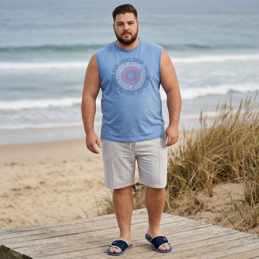 A12077 D555 South Beach Miami Printed Sleeveless T-Shirt