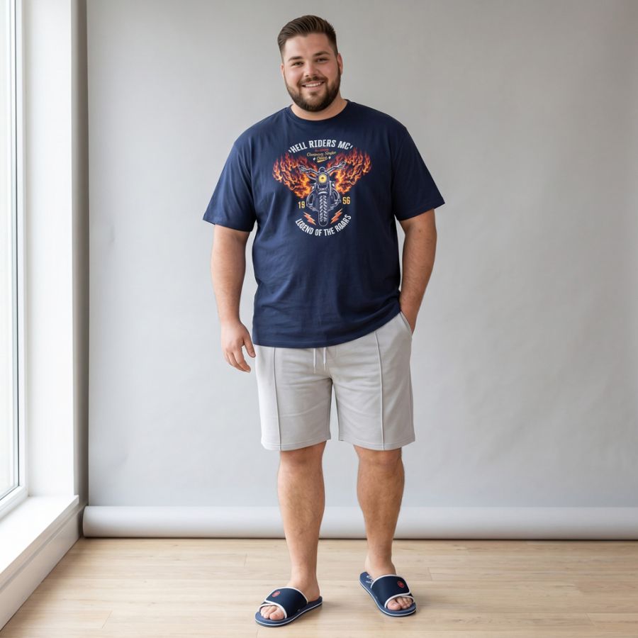 A12078 D555 Motorbike Printed T-Shirt