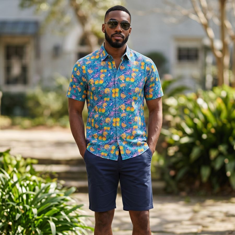 A12083 Double Two Citrus Print Shirt