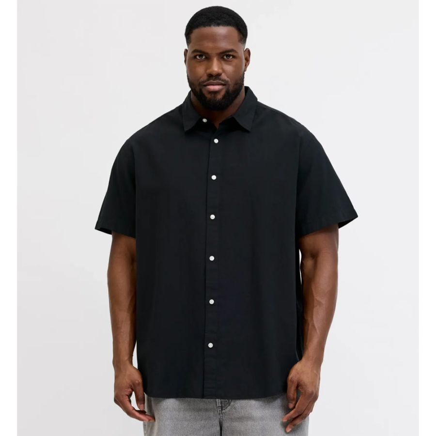 A12085 Jack & Jones Linen Blend Shirt (Black)