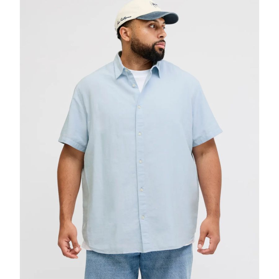 A12085 Jack & Jones Linen Blend Shirt (Lt Blue)