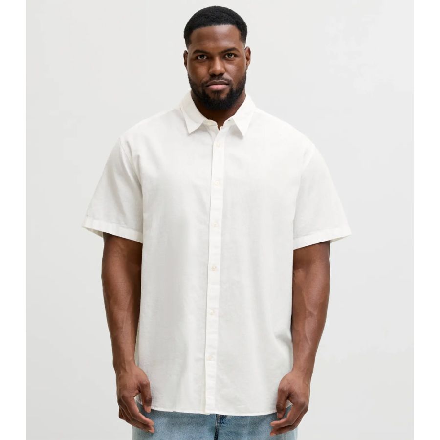 A12085 Jack & Jones Linen Blend Shirt (White)