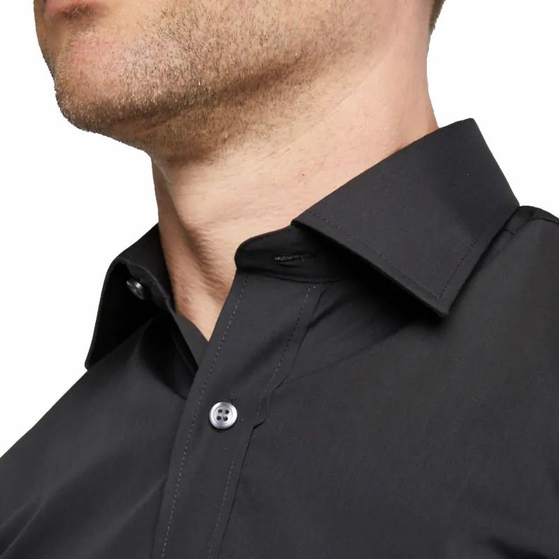 A6051 Double Two Plain S/S Formal Shirt (Black)