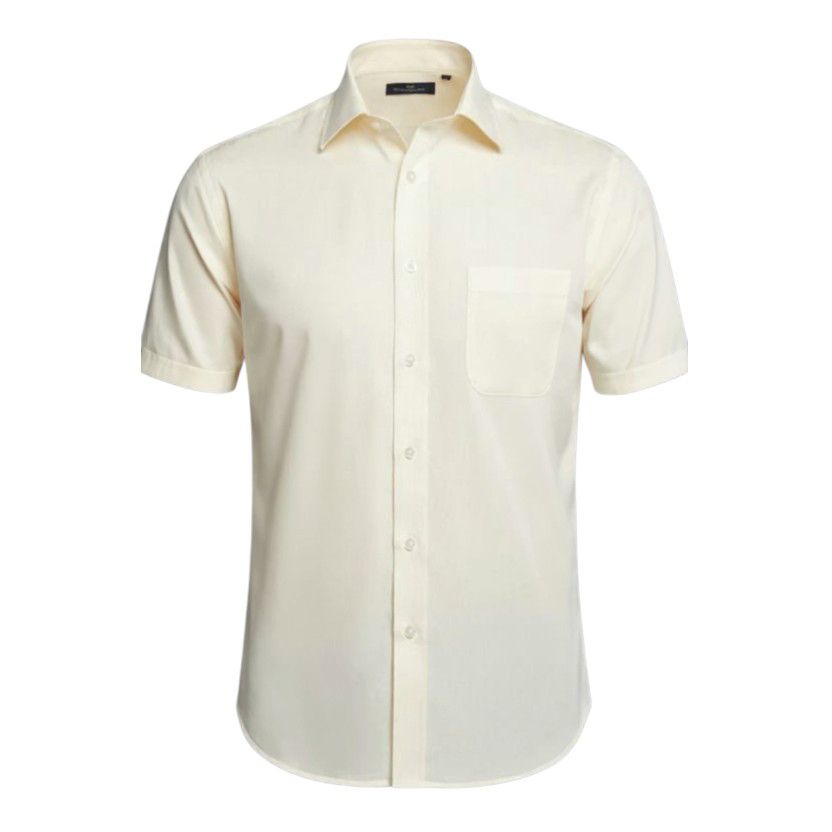 A6051 Double Two Plain S/S Formal Shirt (Cream)