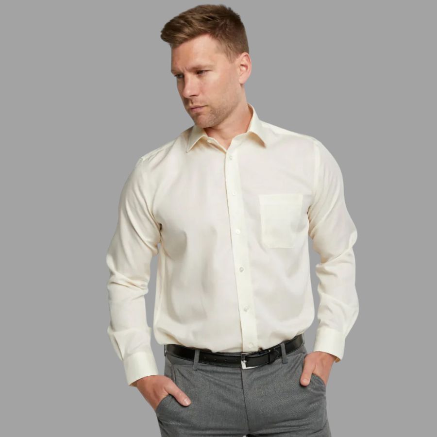 A6050 Plain L/S Double Two Shirt (Cream)