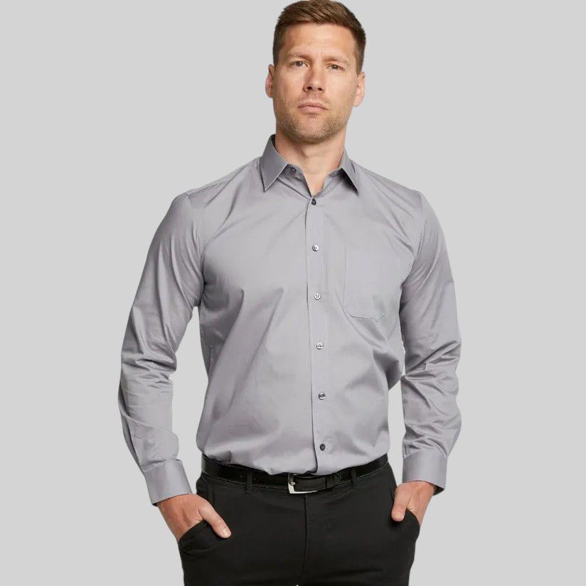 A6050 Plain L/S Double Two Shirt (Grey)