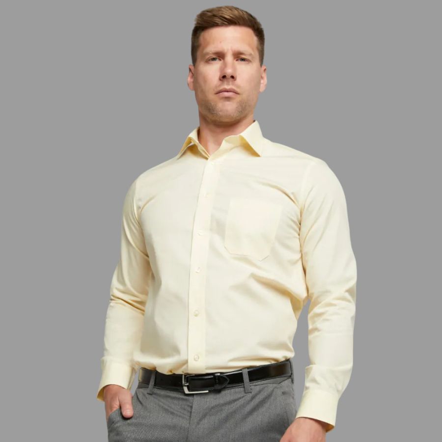 A6050 Plain L/S Double Two Shirt (Lemon)