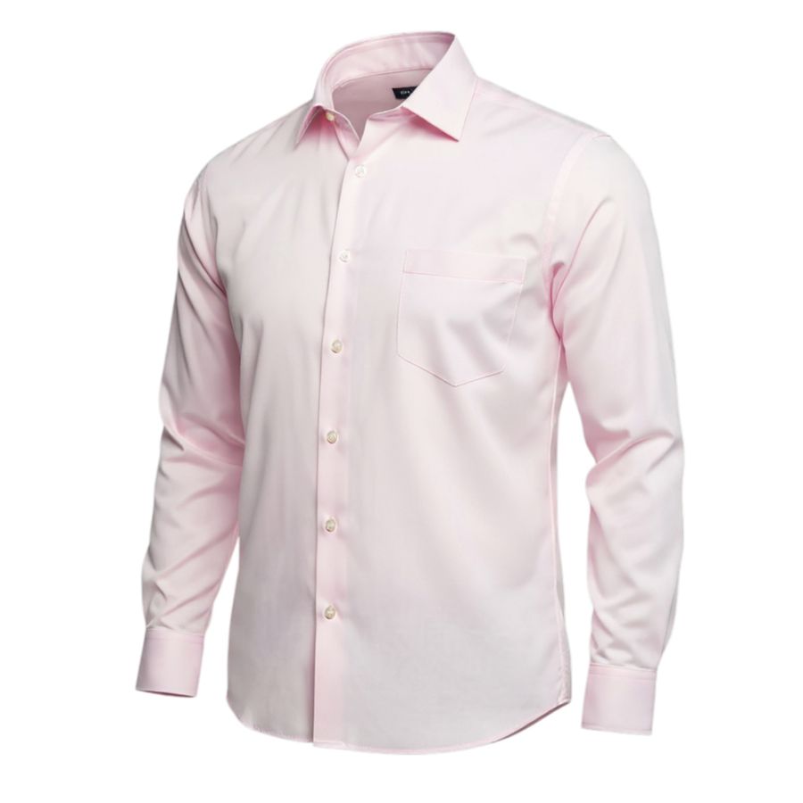 A6050 Plain L/S Double Two Shirt (Soft Pink)
