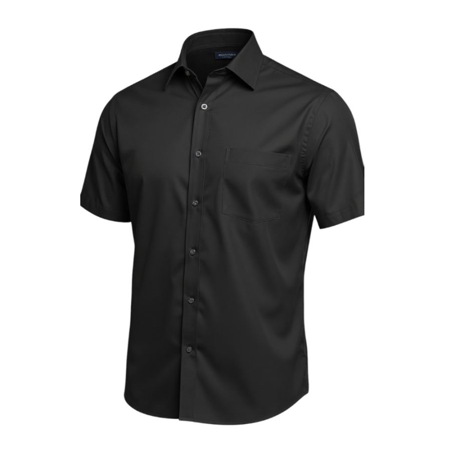 A6051 Double Two Plain S/S Formal Shirt (Black)