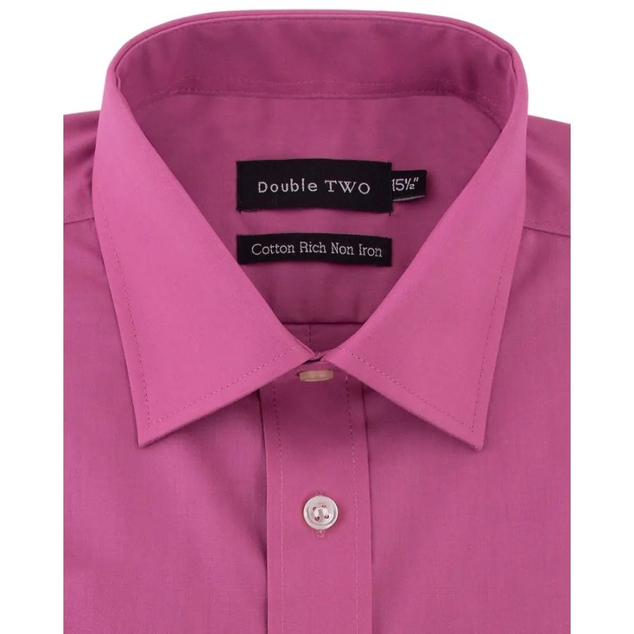 A6051 Double Two Plain S/S Formal Shirt (Dusky Pink)