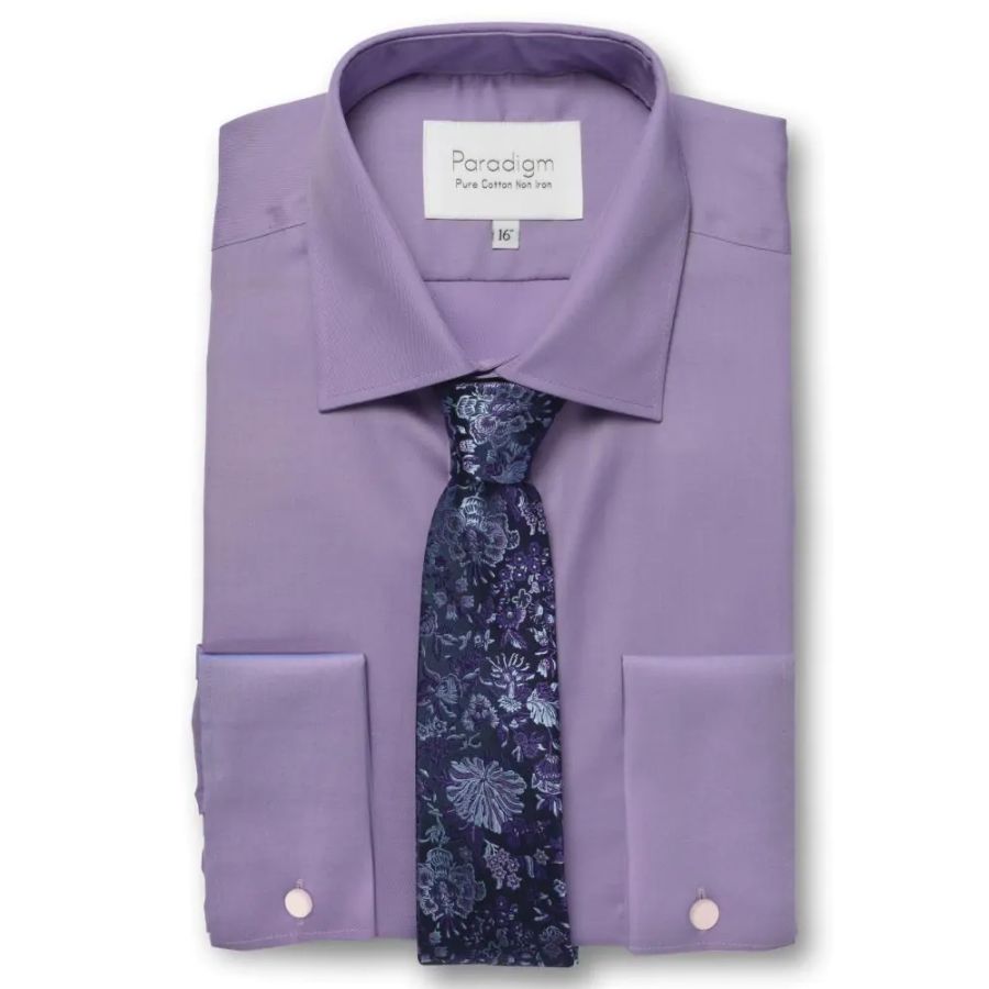 A6320 Paradigm Plain L/S Double Cuff Shirt (Purple)