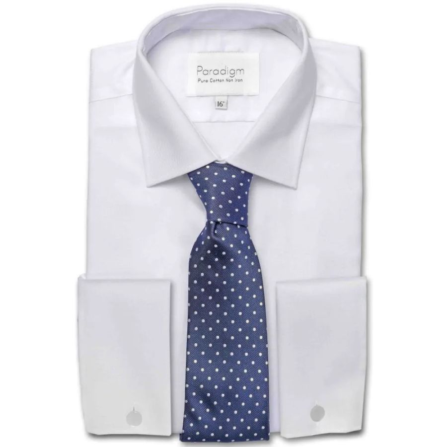 A6320 Double Two Plain L/S Double Cuff Shirt (White)