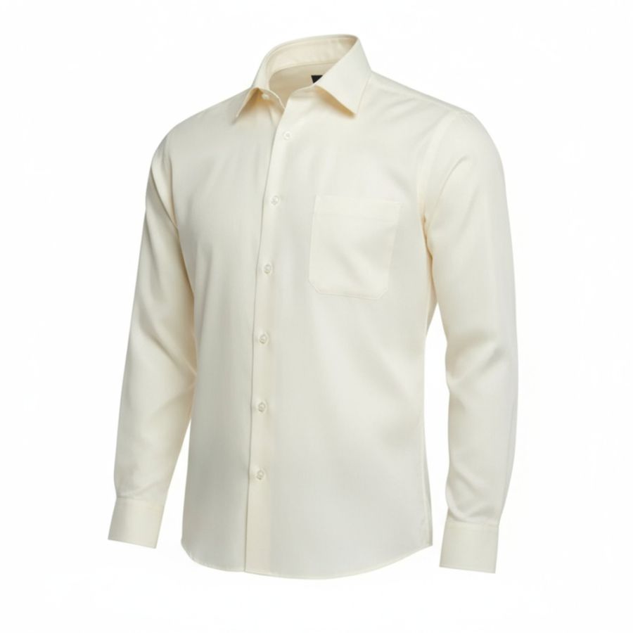 A6656 Double Two Plain L/S Extra Body Shirt (Cream)