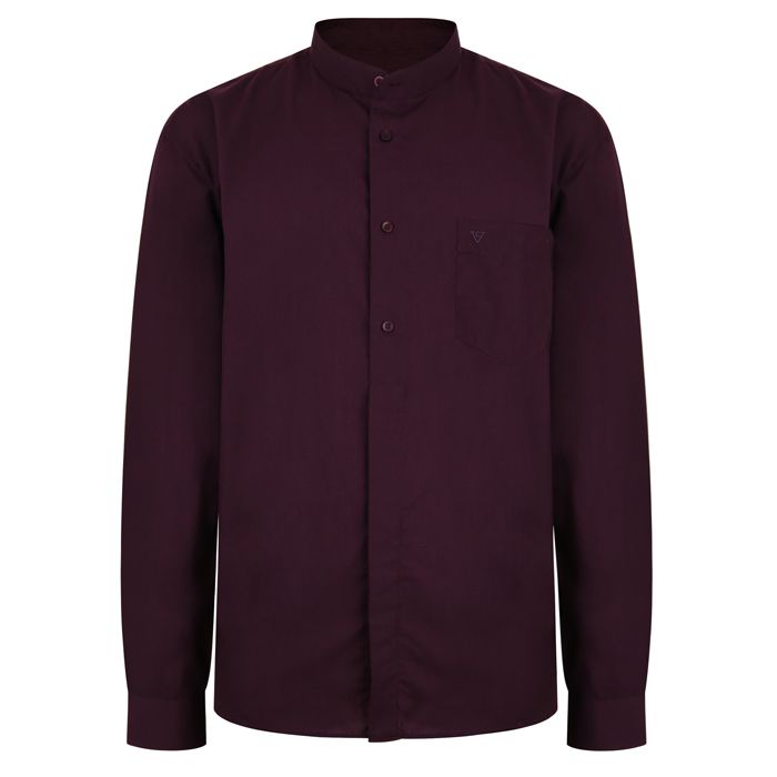 A8088 Long Sleeve Grandad Shirt (Aubergine)