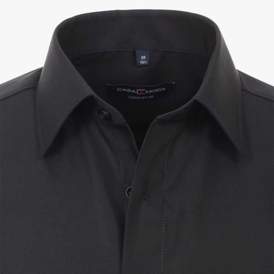A9009XT Tall Fit Casamoda Plain Long Sleeve Shirt (Black)