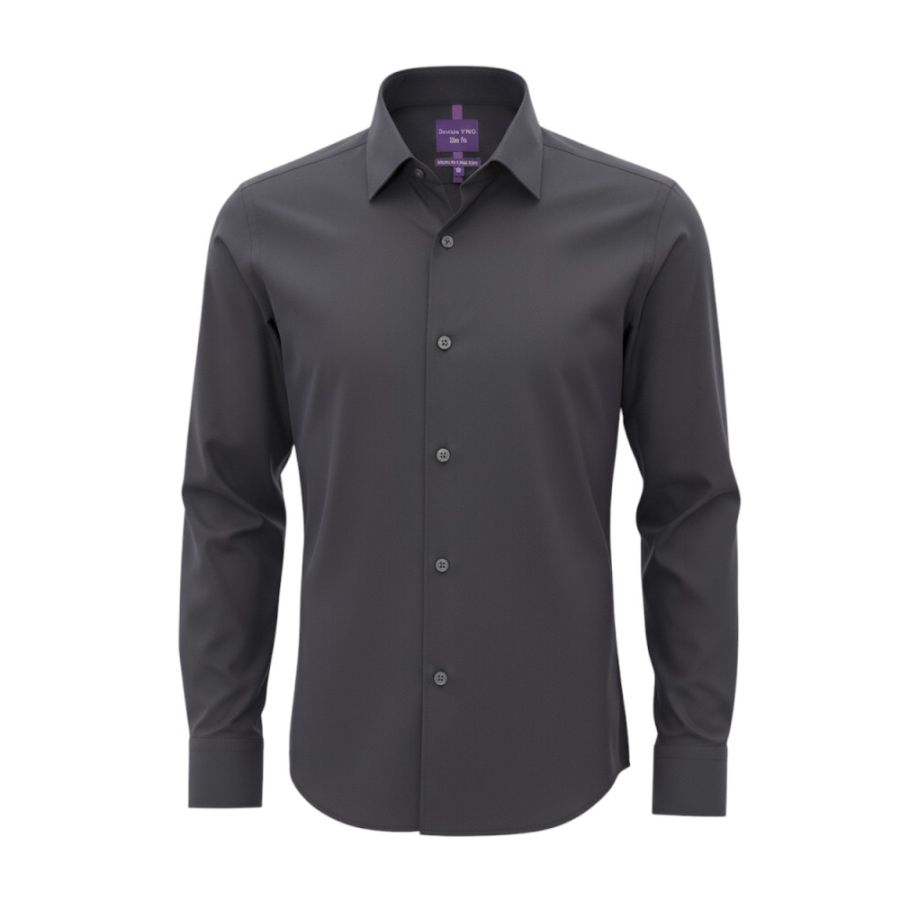 A9422 Double Two Slim Fit Plain Shirt (Black)