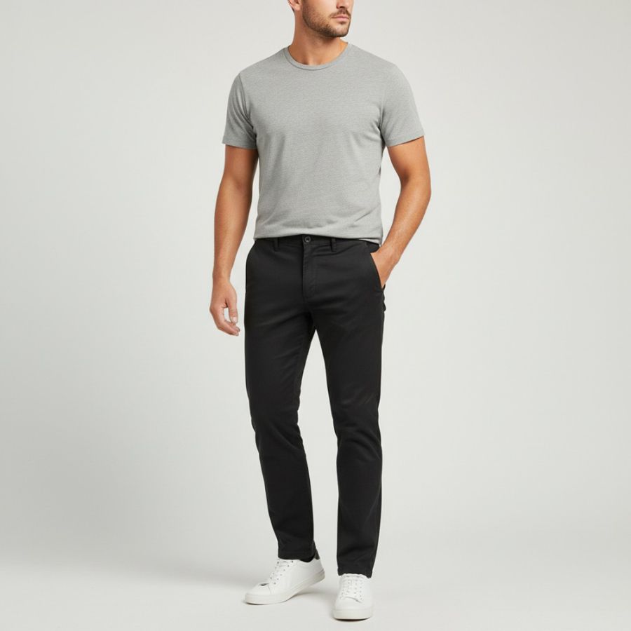 B1014 Ed Baxter Stretch Chino Trousers (Black)