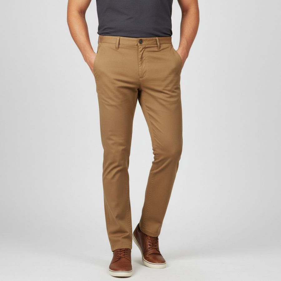 B1014XT Tall Fit Ed Baxter Stretch Chino Trousers (Camel)