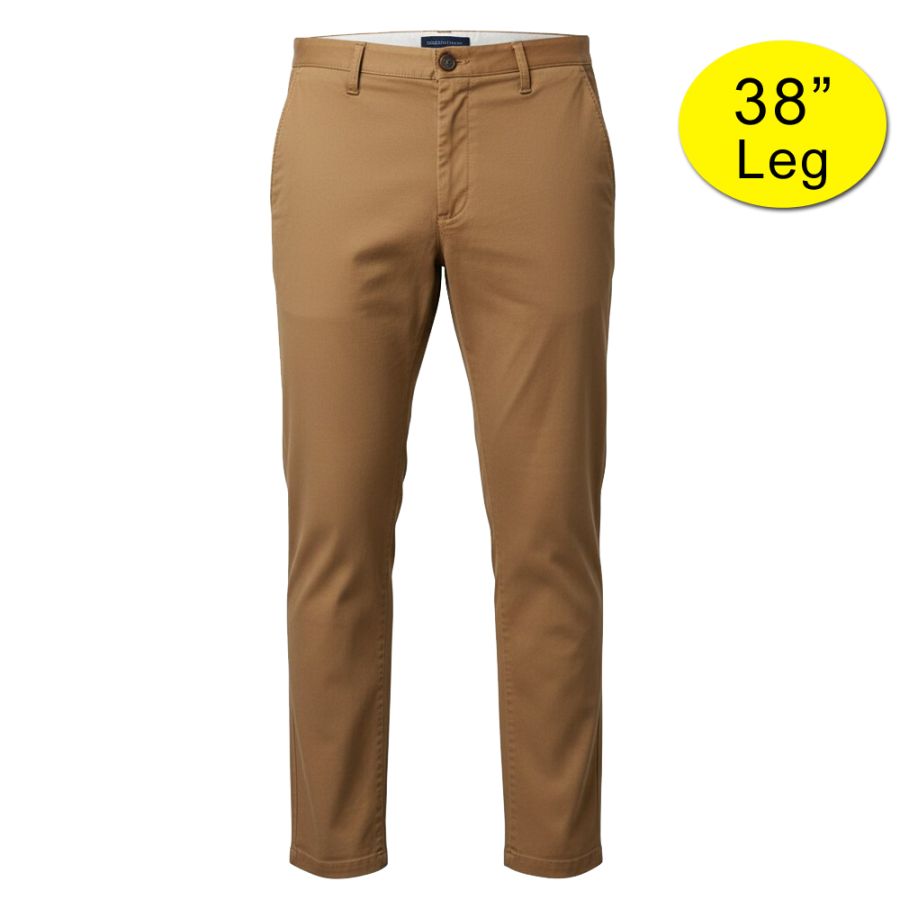 B1014XT Tall Fit Ed Baxter Stretch Chino Trousers (Camel)