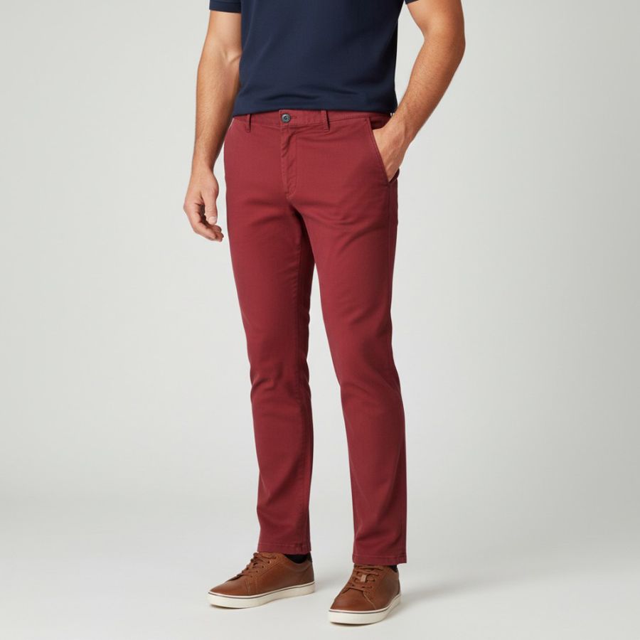 B1066 Meyer Stretch Chino Trouser (Burgundy)