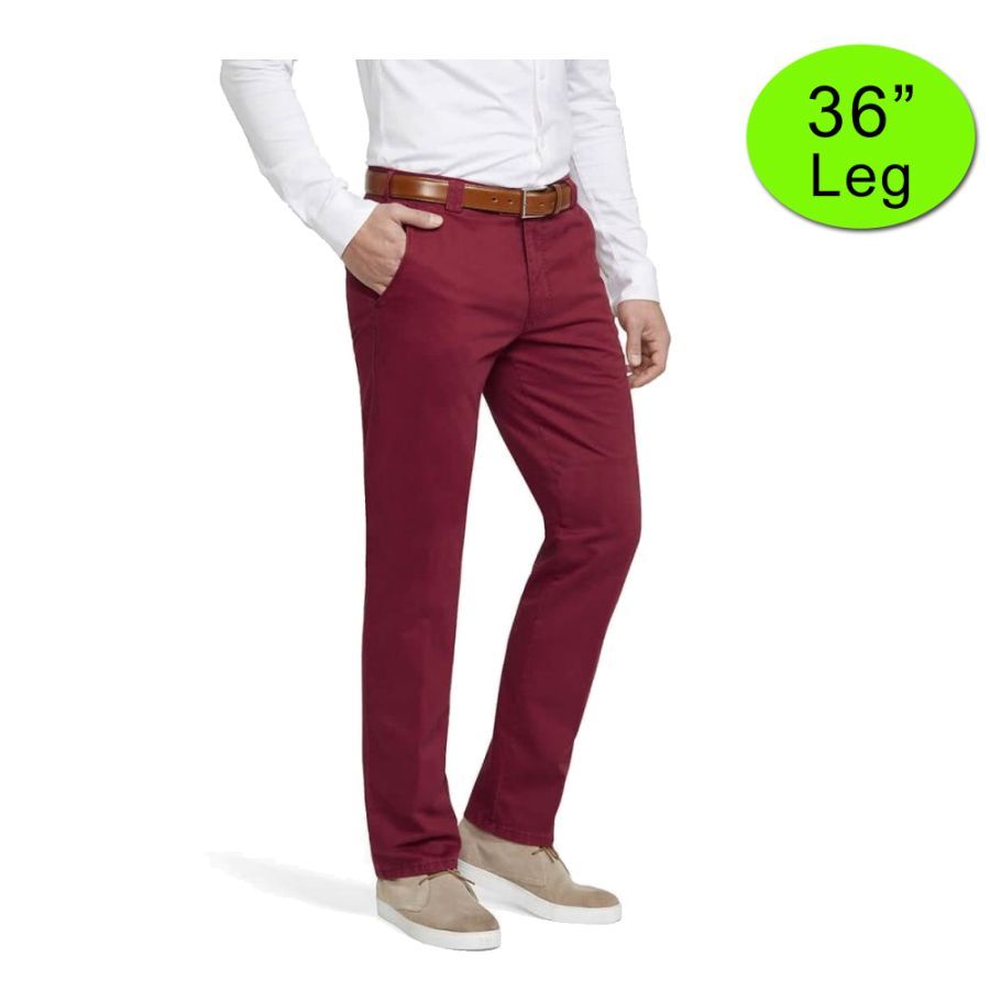 B1066XT Tall Fit Meyer Stretch Chino Trouser - Burgundy
