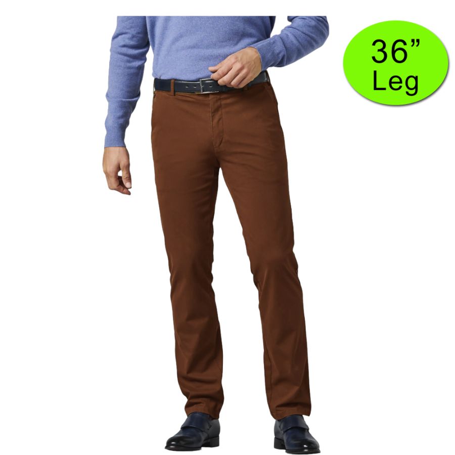 B1066XT Tall Fit Meyer Expandable Waist Chino Trouser -Dark Tan
